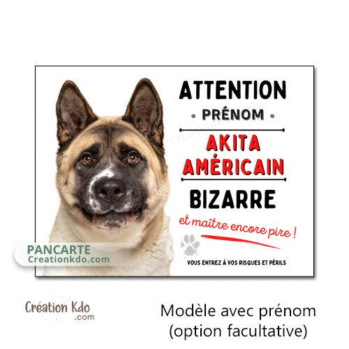 plaque chien bizarre akita américain panneau je monte la garde