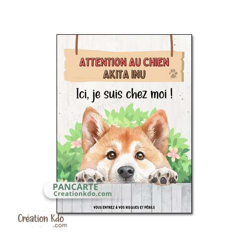 panneau akita inu je monte la garde plaque chien c'est chez moi portail
