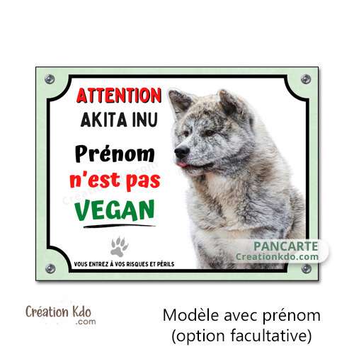 plaque attention au chien akita inu bringé roux je monte la garde panneau portail humour personnalisable