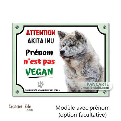 plaque attention au chien akita inu bringé roux je monte la garde panneau portail humour personnalisable
