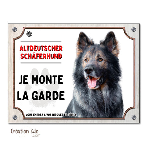 plaque altdeutscher humour chien panneau monte la garde berger allemans schaferhund