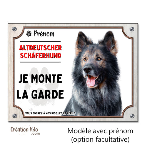 plaque altdeutscher humour chien panneau monte la garde berger allemand