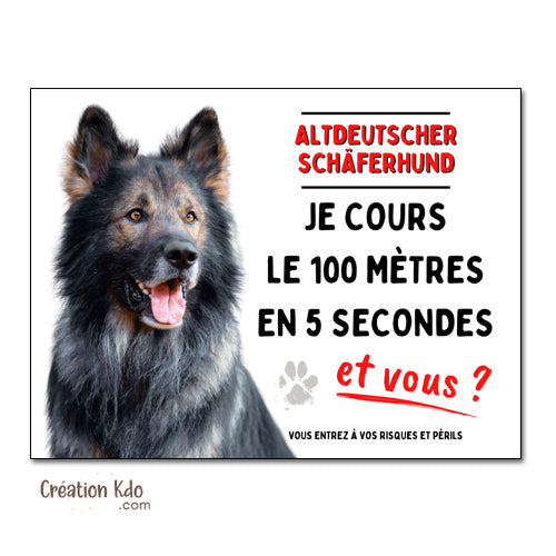 panneau plaque attention au chien humour altdeuscher berger allemand pancarte je monte la garde