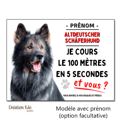 panneau altdeutscher plaque chien ancien berger allemand monte la garde