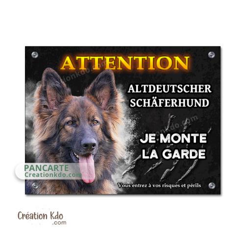 Plaque chien Altdeutscher Schäferhund "Je monte la garde" ancien type Berger Allemand panneau