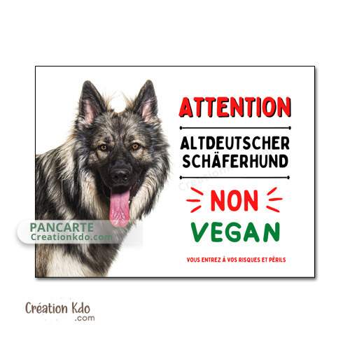 altdeustcher schaferhund plaque berger allemand attention au chien monte la garde panneau humour vegan