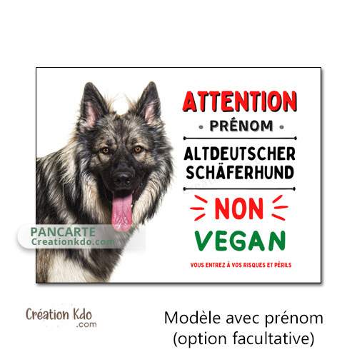 altdeustcher schaferhund plaque berger allemand attention au chien monte la garde panneau humour vegan