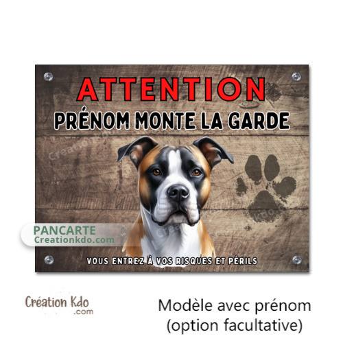 panneau chien de catégorie pour portail plaque american staff amstaff je monte la garde