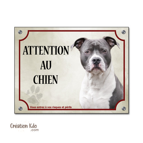plaque american staff attention au chien panneau portail je monte la garde amstaff Staffordshire