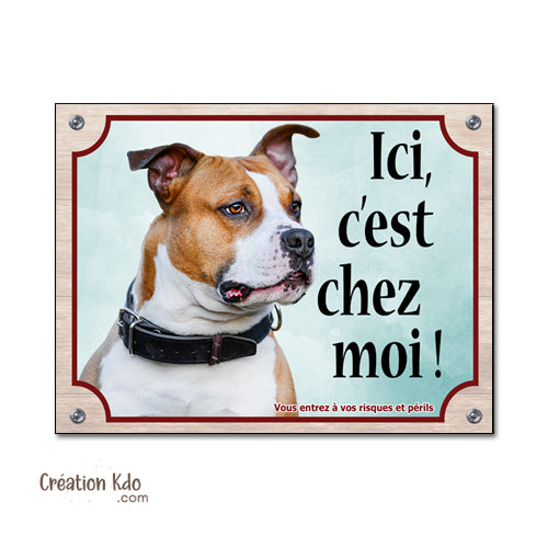 panneau je monte la garde portail chien american staff plaque