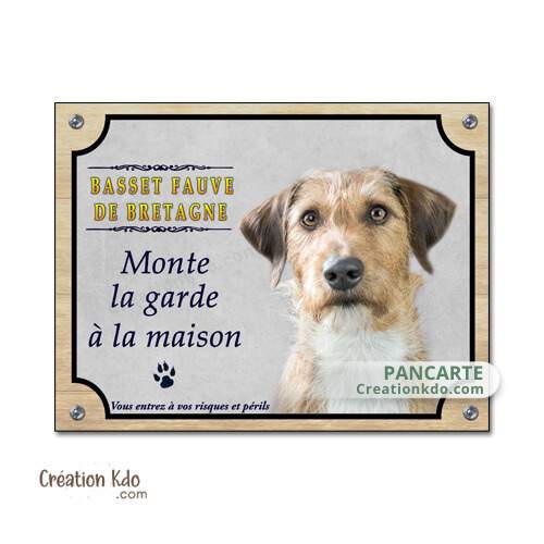 Basset fauve de Bretagne panneau attention au chien plaque je monte la garde pancarte