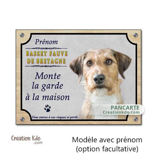Basset fauve de Bretagne panneau attention au chien plaque je monte la garde pancarte