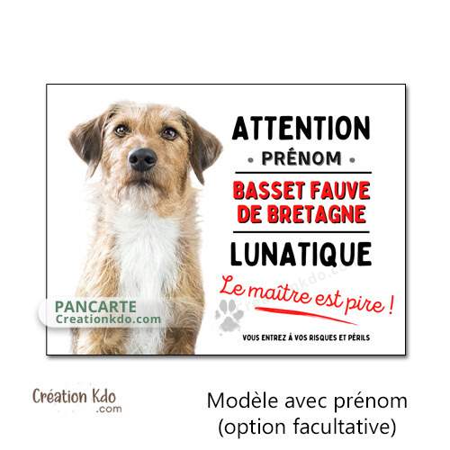Basset fauve de Bretagne lunatique panneau attention au chien plaque je monte la garde pancarte personnalisée