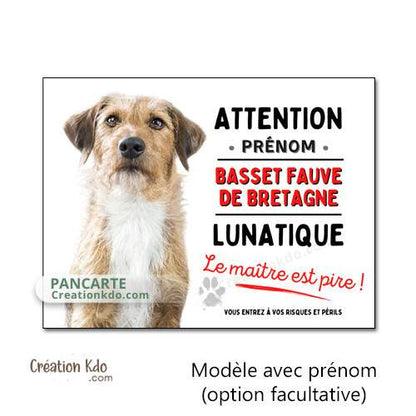 Basset fauve de Bretagne lunatique panneau attention au chien plaque je monte la garde pancarte personnalisée