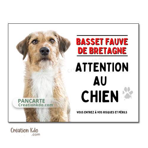 Basset fauve de Bretagne panneau attention au chien plaque je monte la garde pancarte
