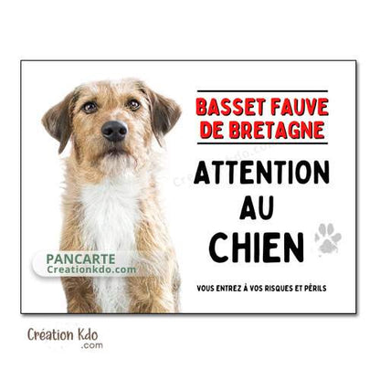 Basset fauve de Bretagne panneau attention au chien plaque je monte la garde pancarte