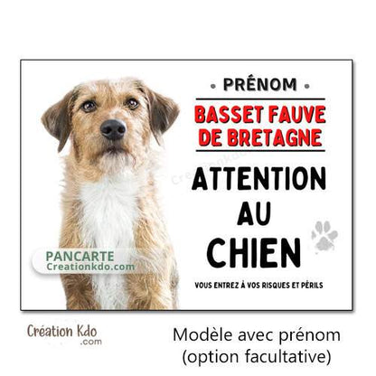Basset fauve de Bretagne panneau attention au chien plaque je monte la garde pancarte