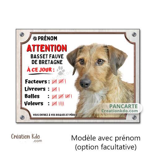 Basset fauve de Bretagne à ce jour panneau attention au chien plaque je monte la garde pancarte