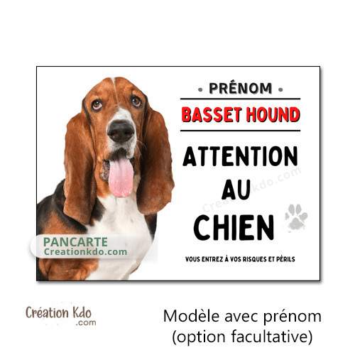 panneau basset hound attention au chien plaque je monte la garde pancarte chien