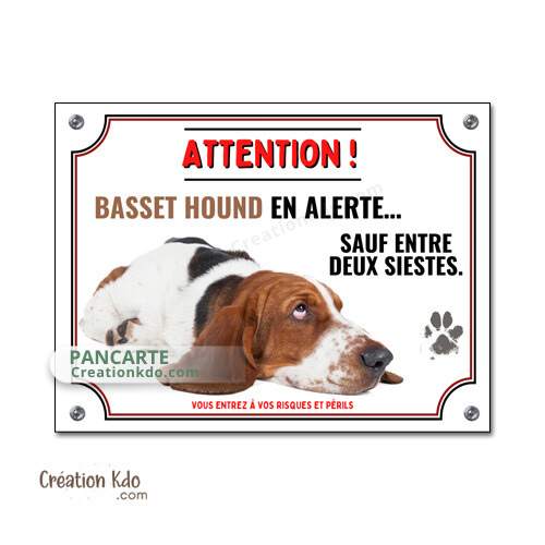 basset hound humour panneau je monte la garde