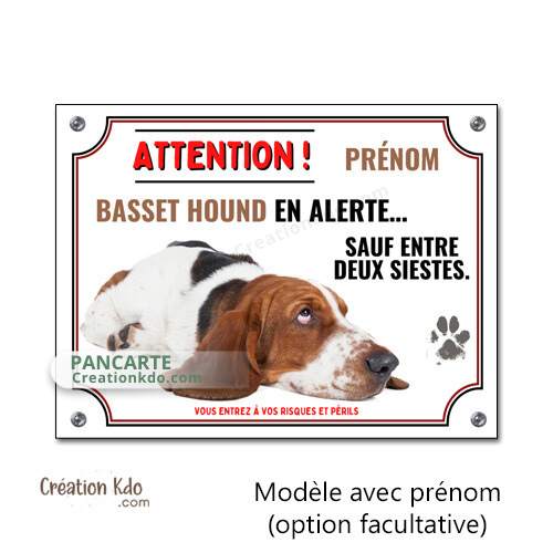 basset hound humour panneau je monte la garde