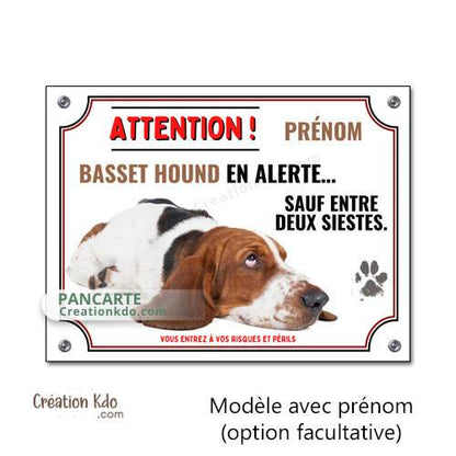 basset hound humour panneau je monte la garde