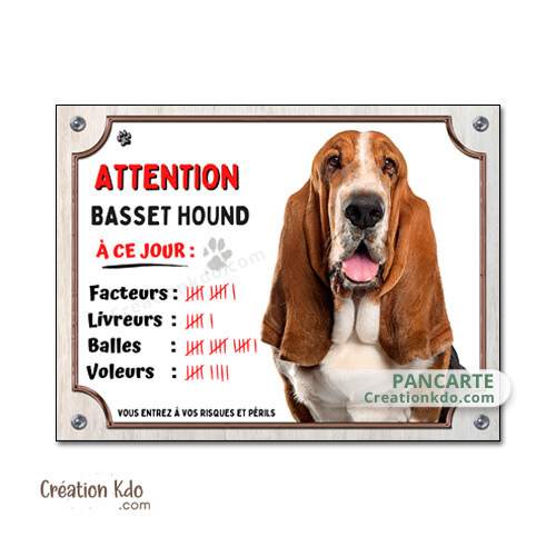panneau humour basset hound je monte la garde