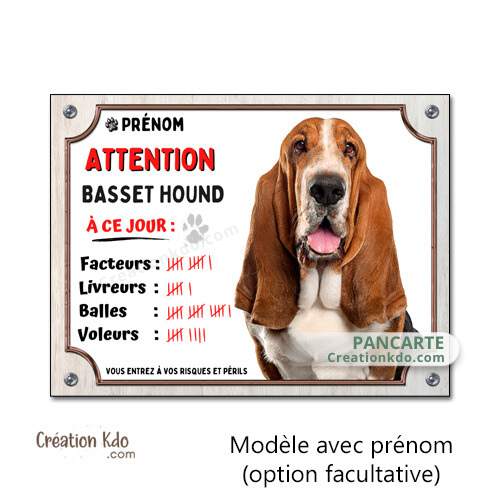 panneau humour basset hound je monte la garde plaque chien