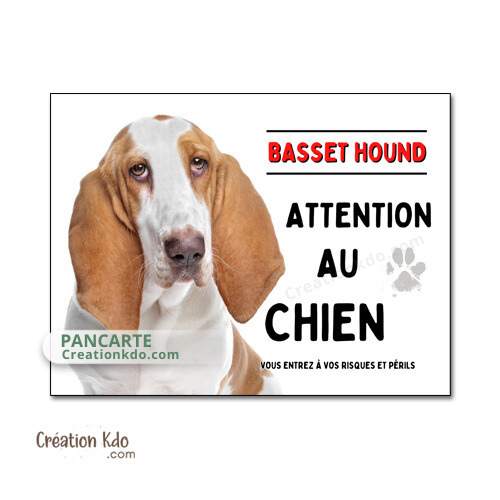 panneau attention au chien basset hound plaque je monte la garde pancarte