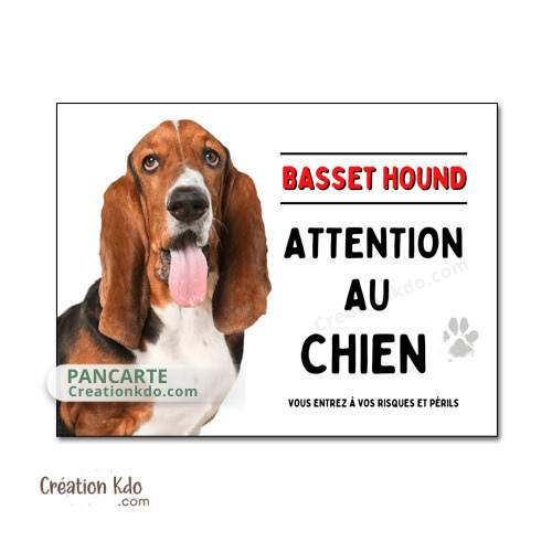 panneau basset hound attention au chien plaque je monte la garde pancarte chien