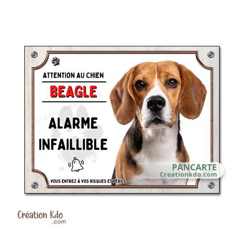 plaque beagle humour alarme panneau chien portail je monte la garde
