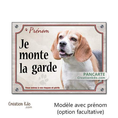 plaque beagle je monte la garde à la maison panneau chien portail personnalisable