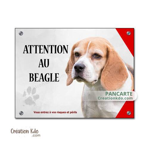 plaque attention au chien lunatique beagle je monte la garde panneau portail sticker à bord