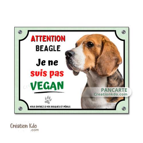plaque beagle attention au chien pas vegan panneau portail je monte la garde
