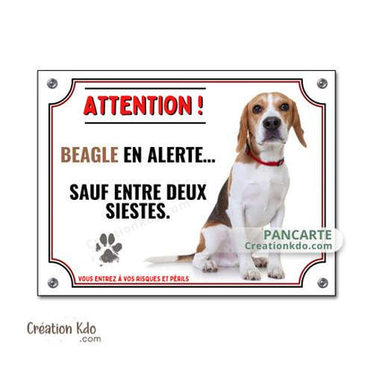 plaque humour beagle monte la garde panneau chien