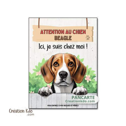 panneau attention au chien beagle plaque je monte la garde