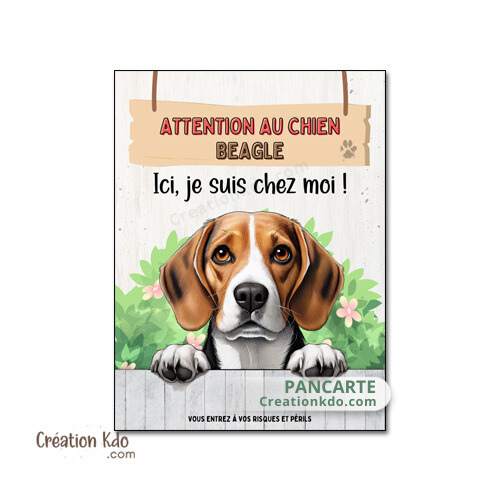 panneau attention au chien beagle plaque je monte la garde
