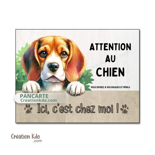 plaque attention au chien beagle panneau portail chien c'est chez moi je monte la garde
