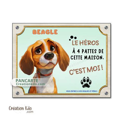 plaque cartoon animé beagle je monte la garde panneau chien portail personnalisable