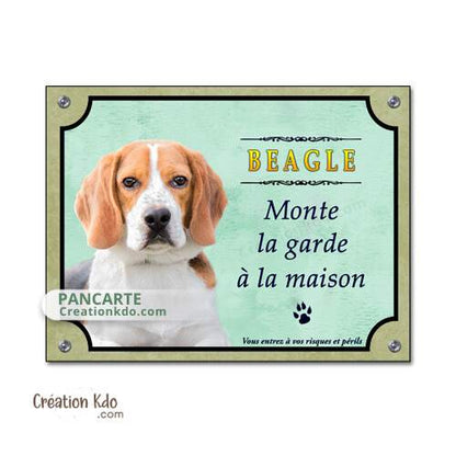 plaque beagle je monte la garde à la maison panneau chien portail