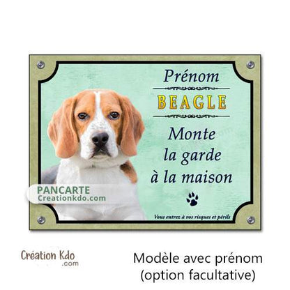 plaque beagle je monte la garde à la maison panneau chien portail