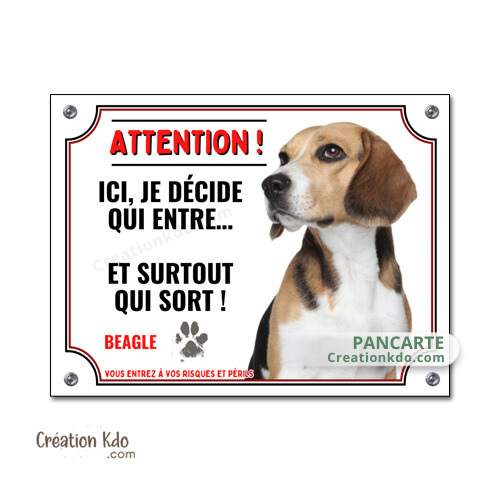 plaque attention au chien entre qui veut sort qui peut beagle panneau portail