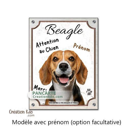 plaque attention au chien beagle panneau portail chien je monte la garde