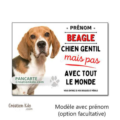 plaque attention au chien beagle humour panneau je monte la garde humour 100 mètres