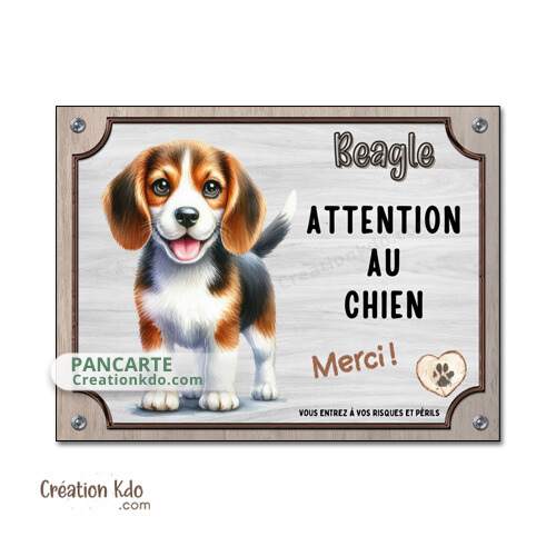 plaque attention au chien merci beagle panneau portail