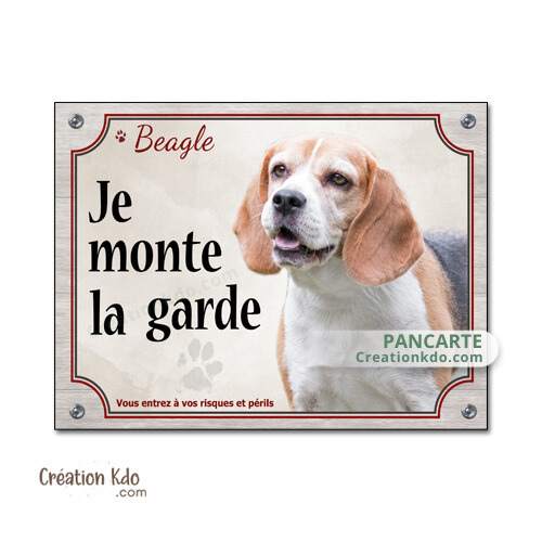 plaque beagle je monte la garde à la maison panneau chien portail personnalisable