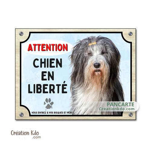  Bearded Collie panneau chien en liberté je monte la garde plaque pancarte