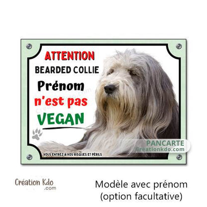 bearded collie barbu colley panneau je monte la garde humour vegan