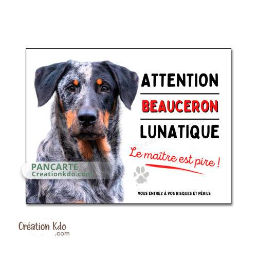 plaque beauceron arlequin monte la garde panneau attention au chien