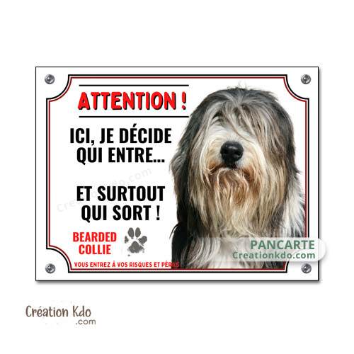 bearded collie barbu colley panneau je monte la garde humour entre qui veut